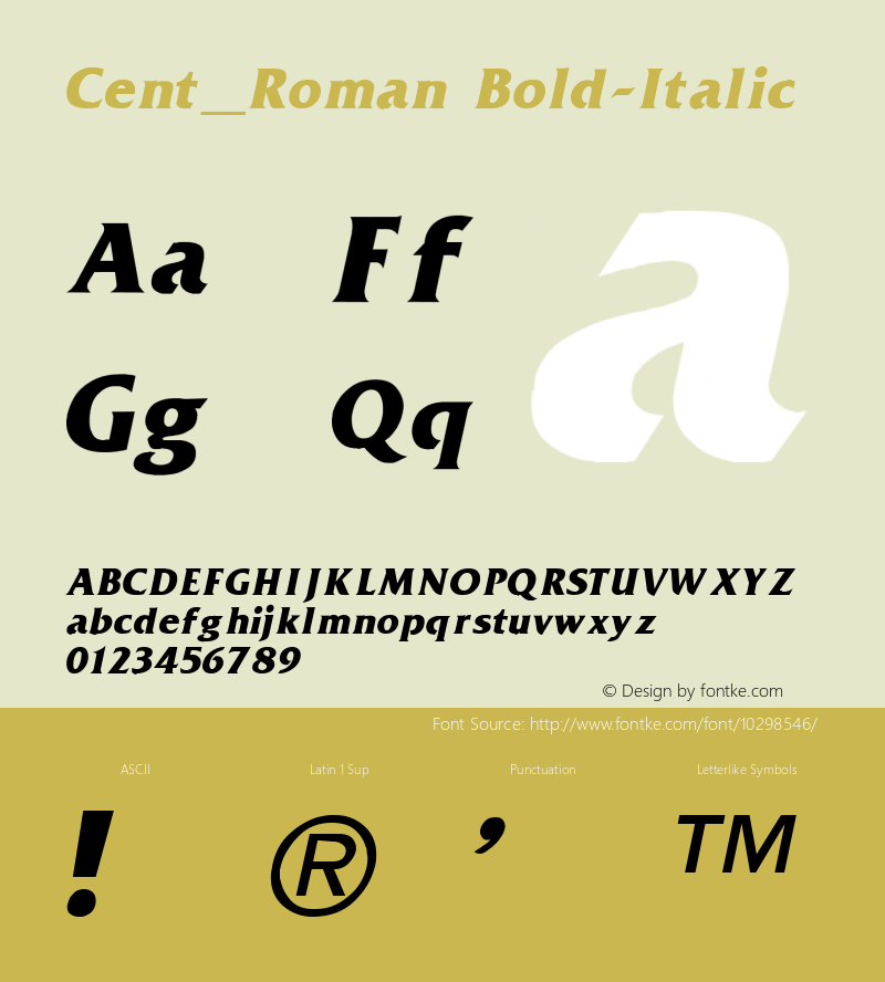 Cent_Roman Bold-Italic 1.0 Sun Oct 03 12:33:20 1993图片样张