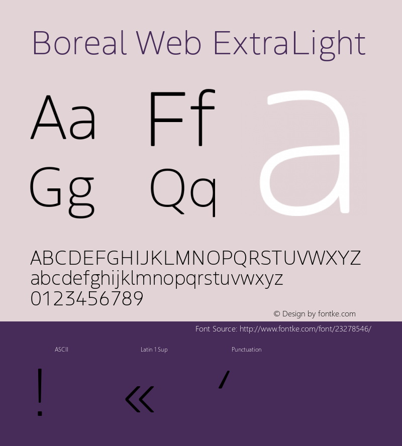 Boreal Web ExtraLight Regular Version 1.001;PS 1.1;hotconv 1.0.72;makeotf.lib2.5.5900; ttfautohint (v1.3)图片样张