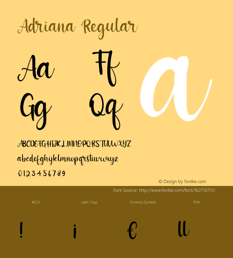 Adriana Version 1.00;October 12, 2020;FontCreator 12.0.0.2563 64-bit图片样张