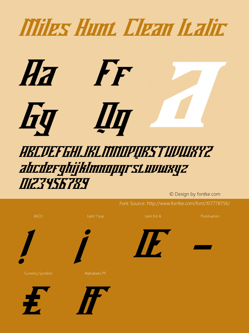 Miles Hunt Clean Italic Version 1.00;November 12, 2020;FontCreator 12.0.0.2563 64-bit图片样张