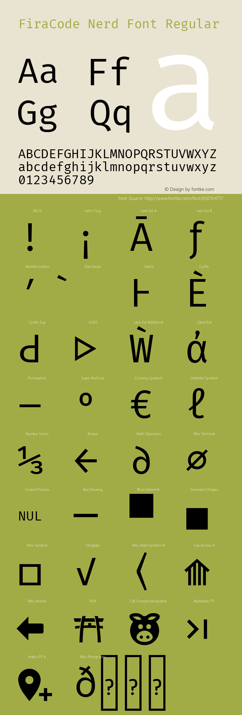 Fira Code Regular Nerd Font Complete Version 2.000图片样张