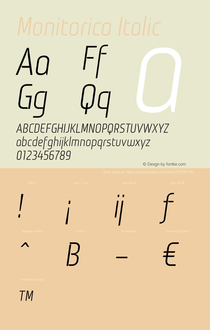 Monitorica Italic 1.2; CC 4.0 BY-ND图片样张