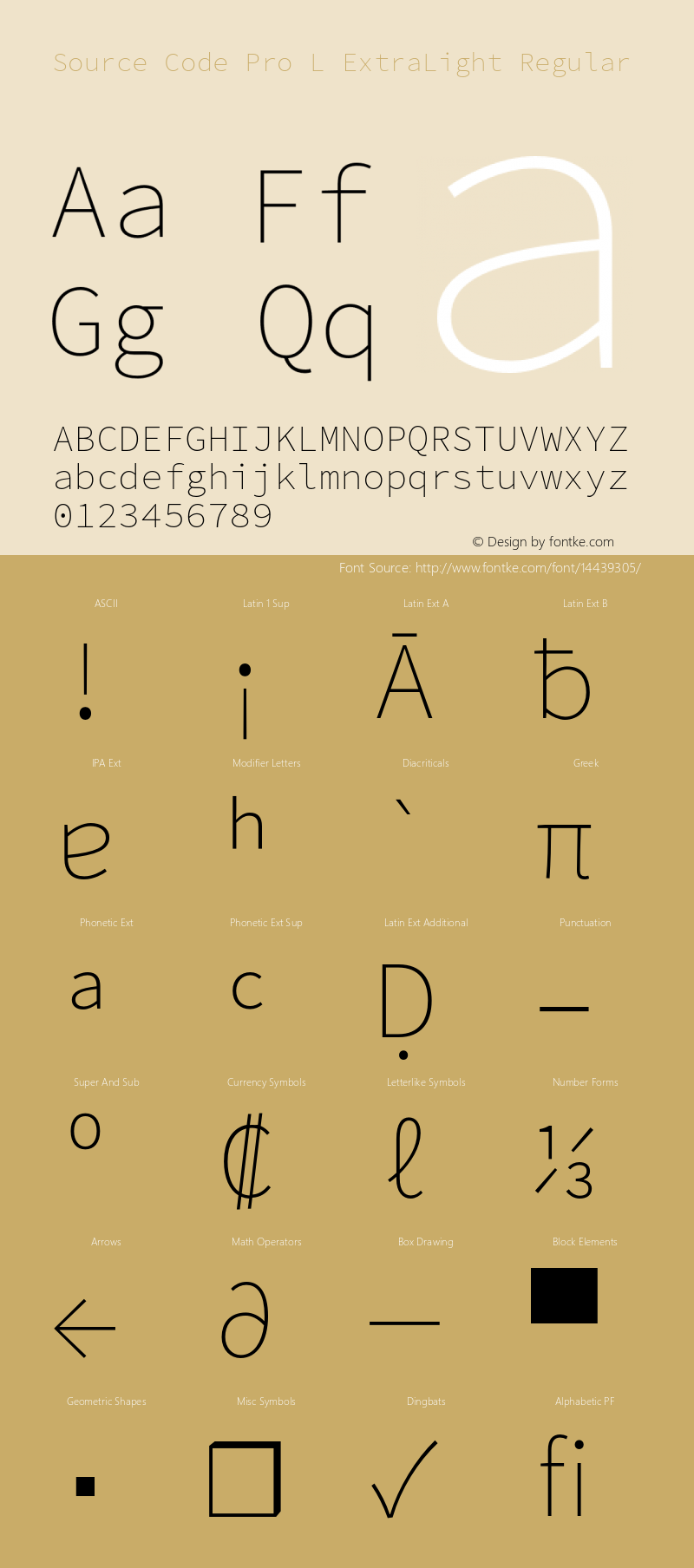 Source Code Pro L ExtraLight Regular Version 1.017;PS 1.000;hotconv 1.0.76;makeotf.lib2.5.61930图片样张