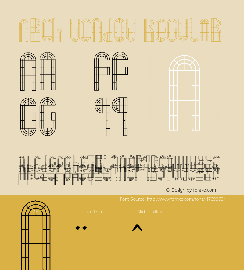 Arch Window Regular Version 1.00 November 6, 2012, initial release, www.yourfonts.com图片样张