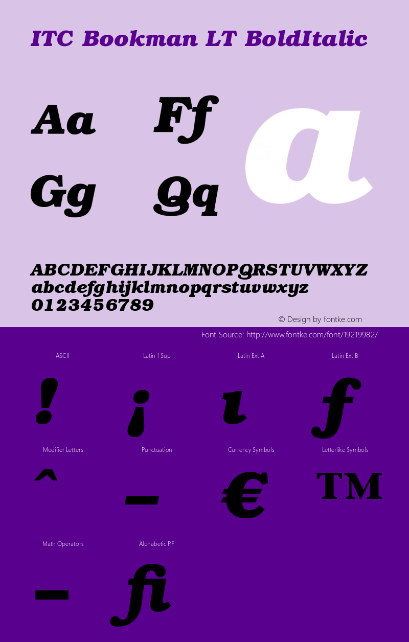 ITC Bookman LT Bold Italic Version 006.000图片样张