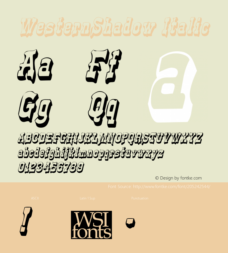 WesternShadow Italic Macromedia Fontographer 4.1 7/20/96图片样张