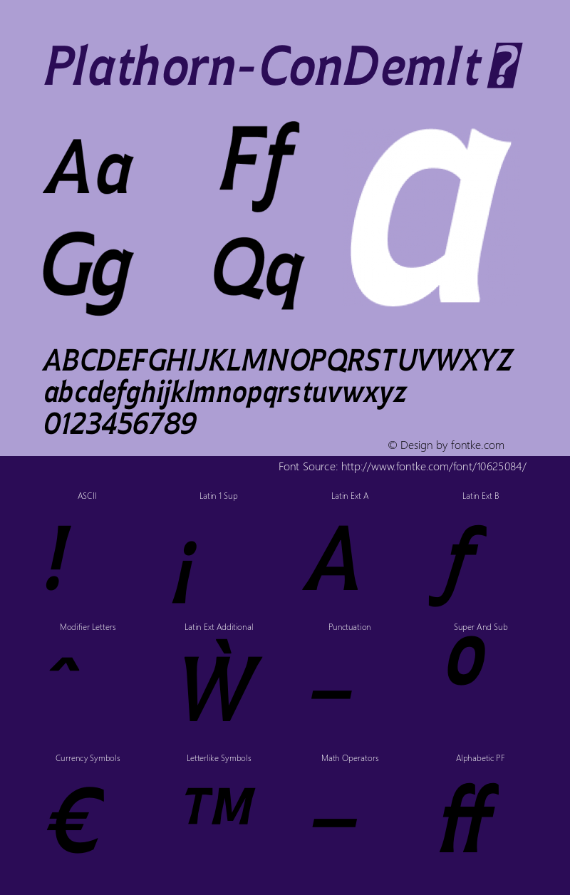 Plathorn-ConDemIt ☞ Version 1.000;com.myfonts.insigne.plathorn.condensed-demi-italic.wfkit2.4e3K图片样张