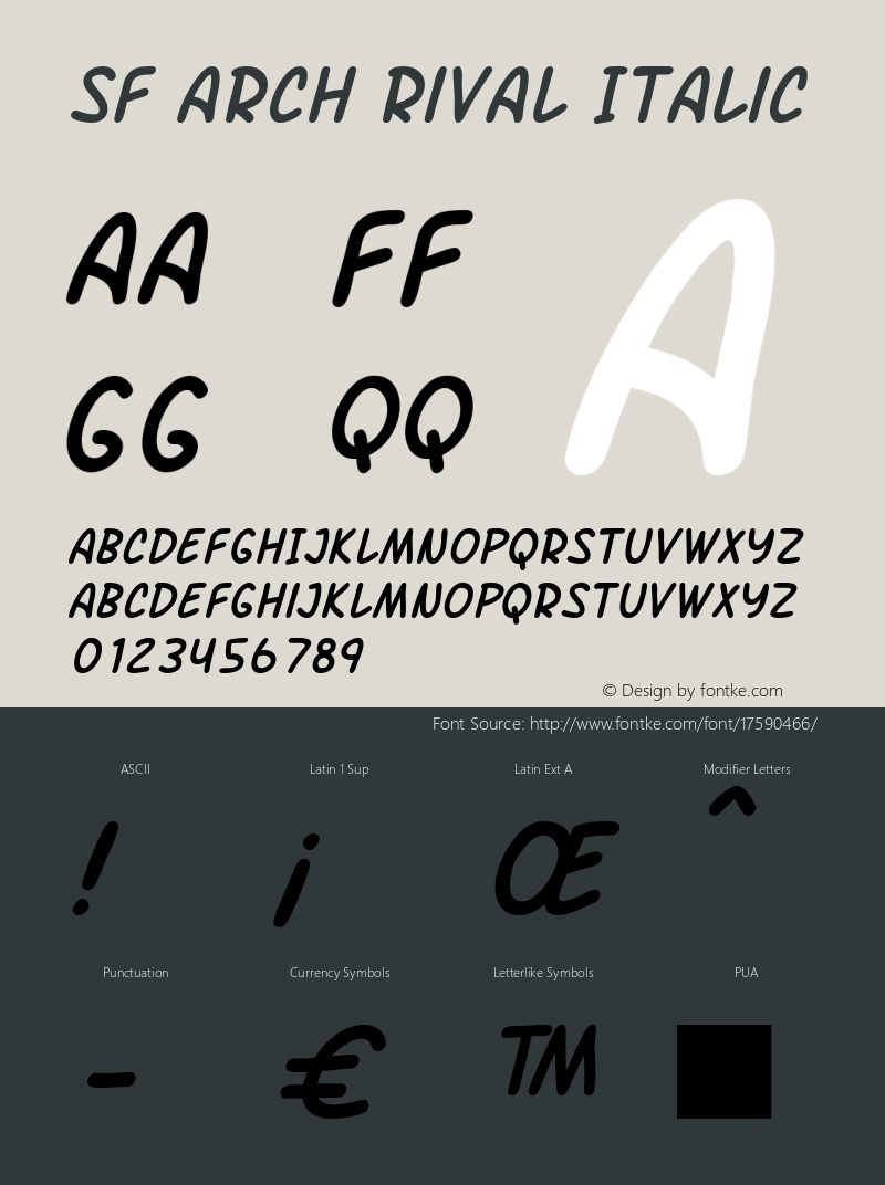 SF Arch Rival Italic ver 1.0; 2000. Freeware.图片样张