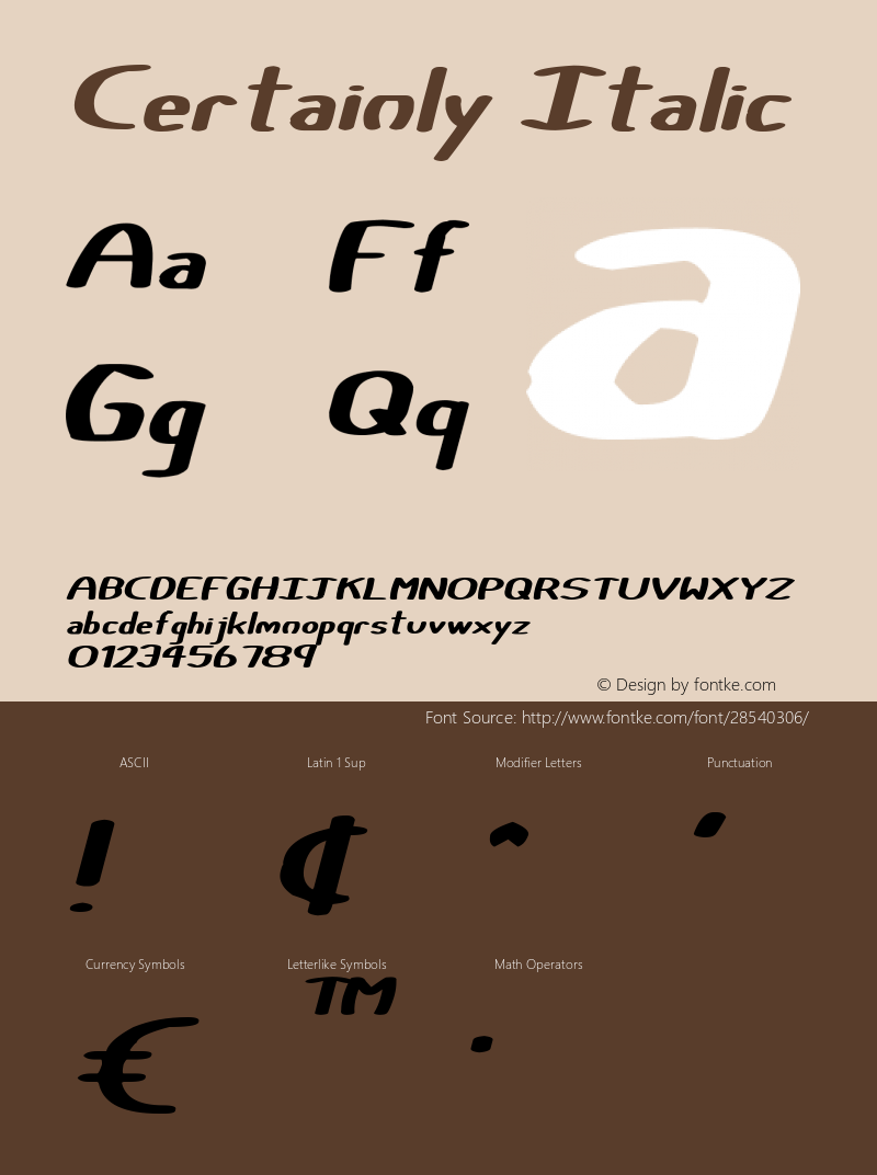 Certainly Italic Version 1.00;February 8, 2019;FontCreator 11.5.0.2430 64-bit图片样张