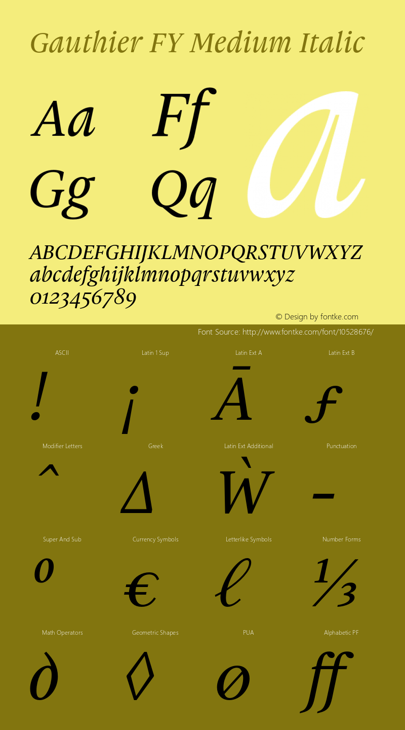 Gauthier FY Medium Italic Version 1.000图片样张