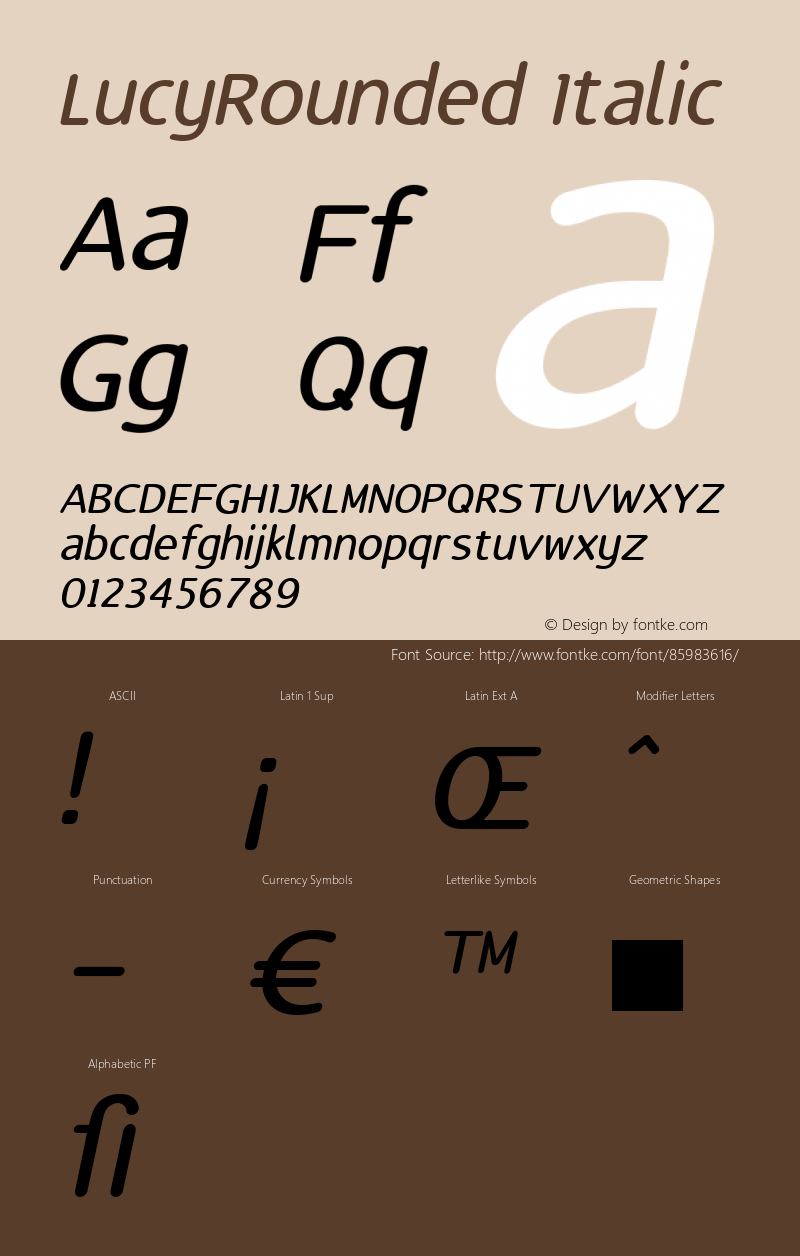 LucyRounded Italic 1.000图片样张