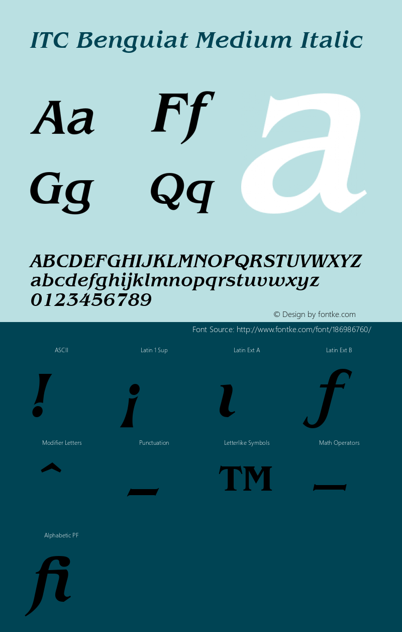 ITC Benguiat Medium Italic 001.000图片样张