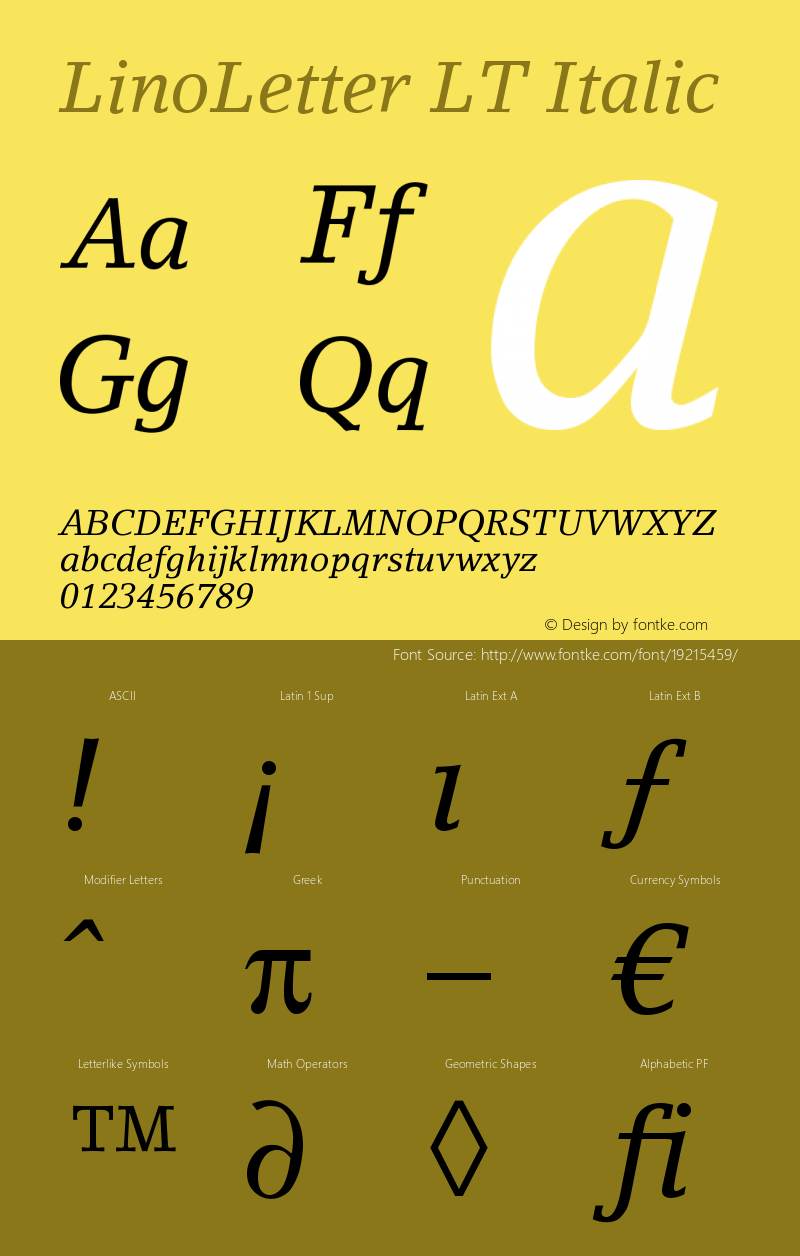 Lino Letter LT Italic Version 006.000图片样张
