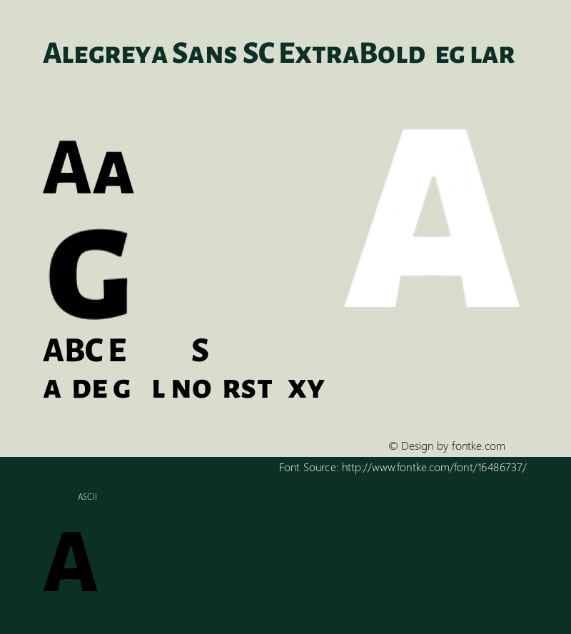 Alegreya Sans SC ExtraBold Regular Version 1.000;PS 001.000;hotconv 1.0.70;makeotf.lib2.5.58329 DEVELOPMENT; ttfautohint (v0.97) -l 8 -r 50 -G 200 -x 17 -f dflt -w G -W图片样张