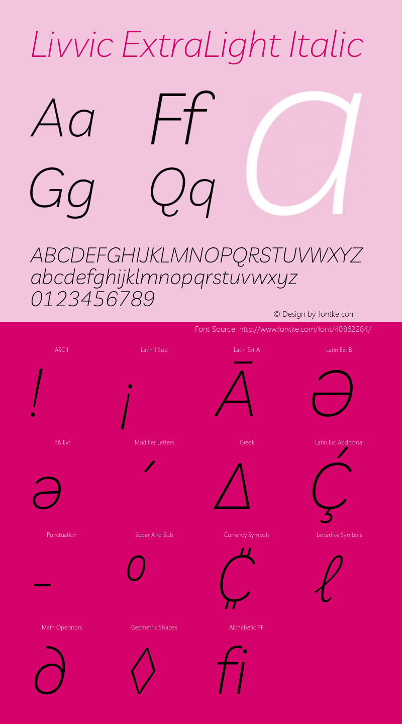 Livvic ExtraLight Italic Version 1.001图片样张