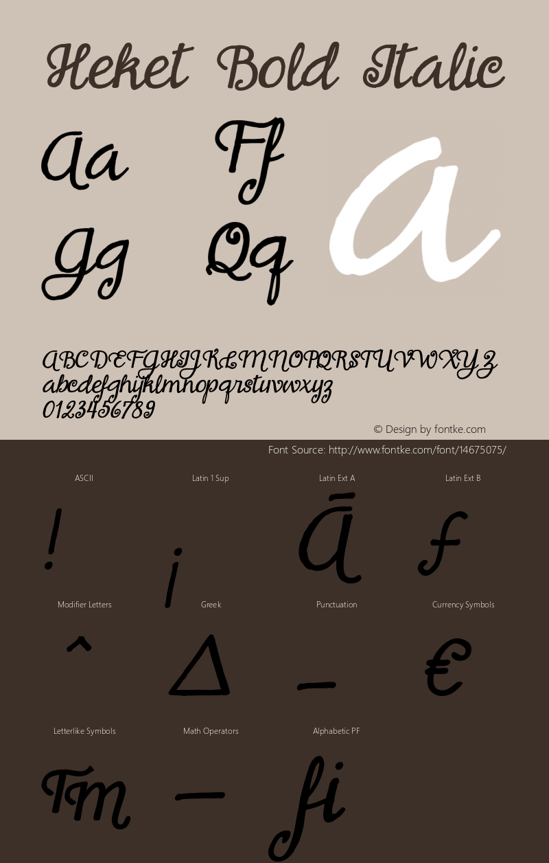 Heket Bold Italic Version 1.000图片样张