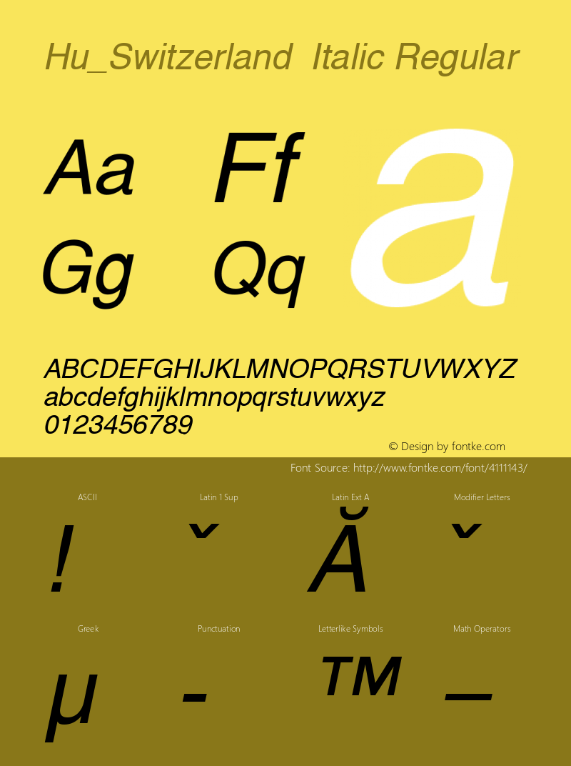 Hu_Switzerland  Italic Regular 1997.06.02图片样张