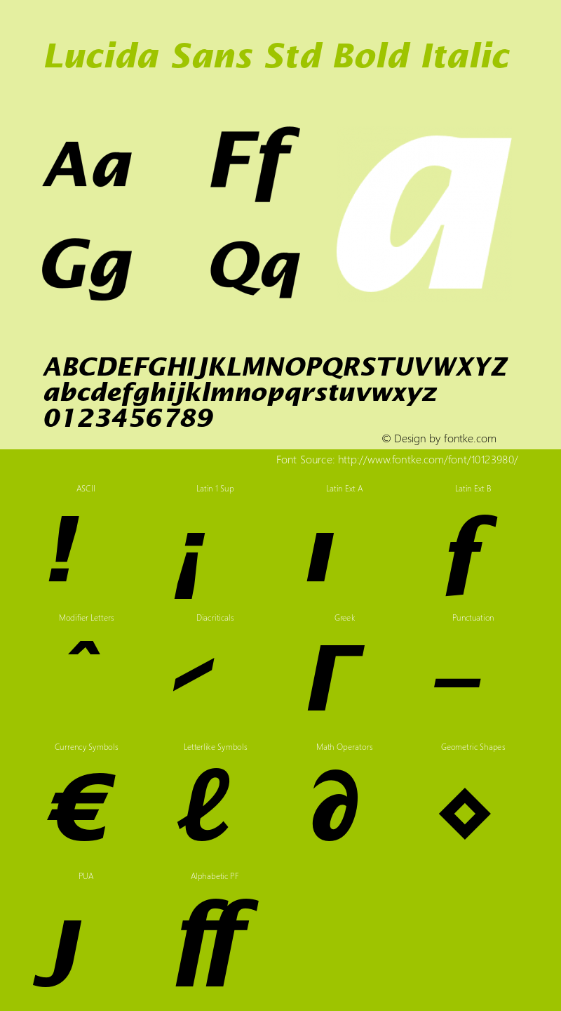 Lucida Sans Std Bold Italic Version 1.040;PS 001.002;Core 1.0.35;makeotf.lib1.5.4492图片样张