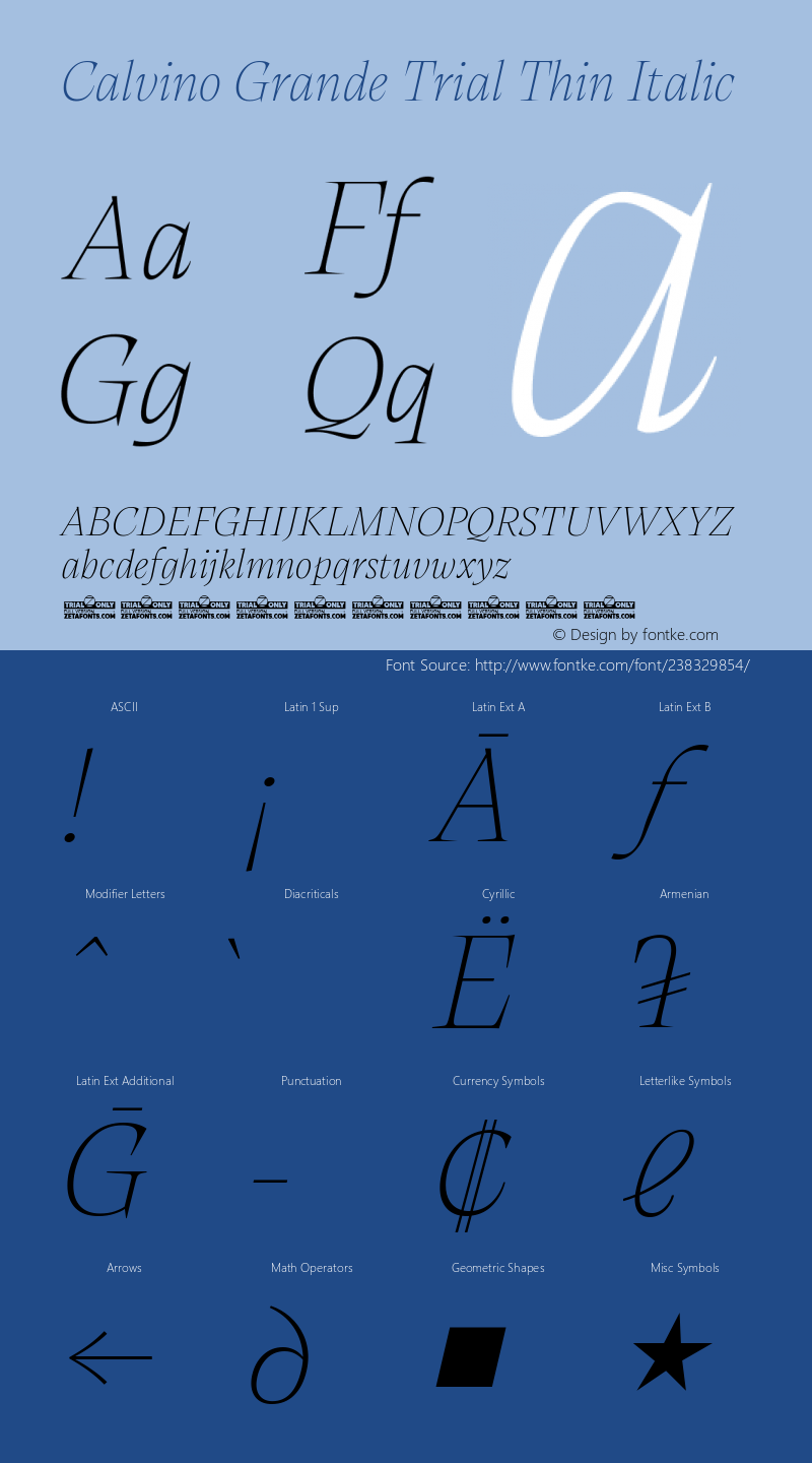 Calvino Grande Trial Thin Italic Version 1.000图片样张