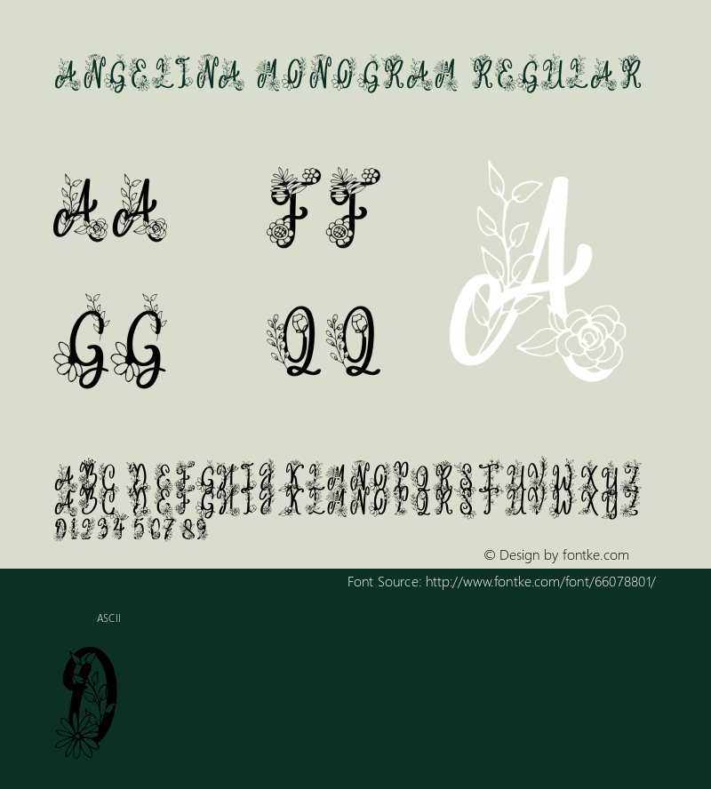 Angelina Monogram Version 1.00;May 26, 2020;FontCreator 12.0.0.2567 32-bit图片样张