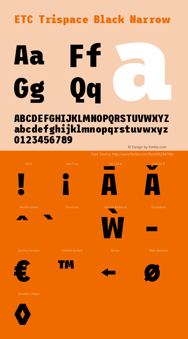 ETC Trispace Black Narrow Version 1.400;hotconv 1.0.109;makeotfexe 2.5.65596图片样张