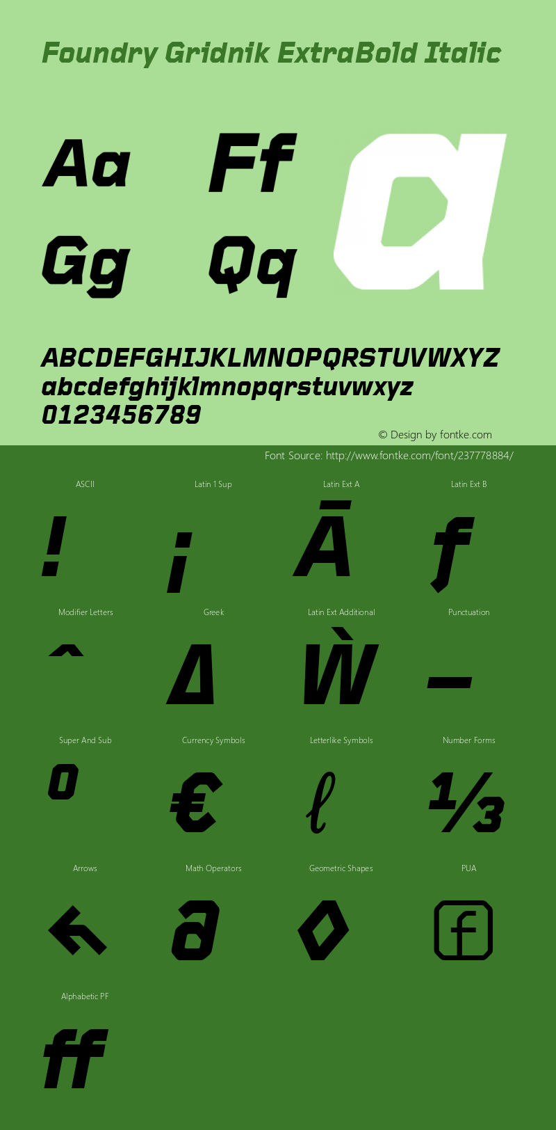 Foundry Gridnik ExtraBold Italic Version 1.000图片样张