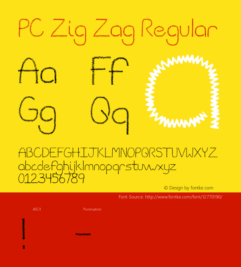 PC Zig Zag Regular Macromedia Fontographer 4.1 3/20/01图片样张