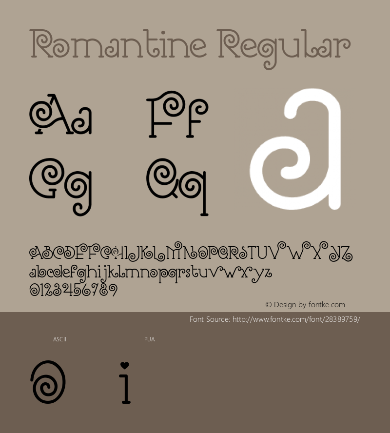 Romantine Version 1.00;January 16, 2019;FontCreator 11.5.0.2427 64-bit图片样张