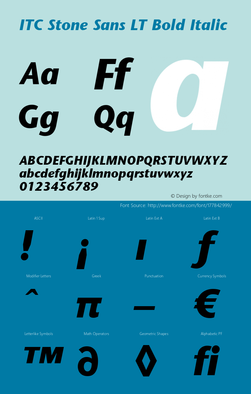 ITC Stone Sans LT Bold Italic 006.000图片样张