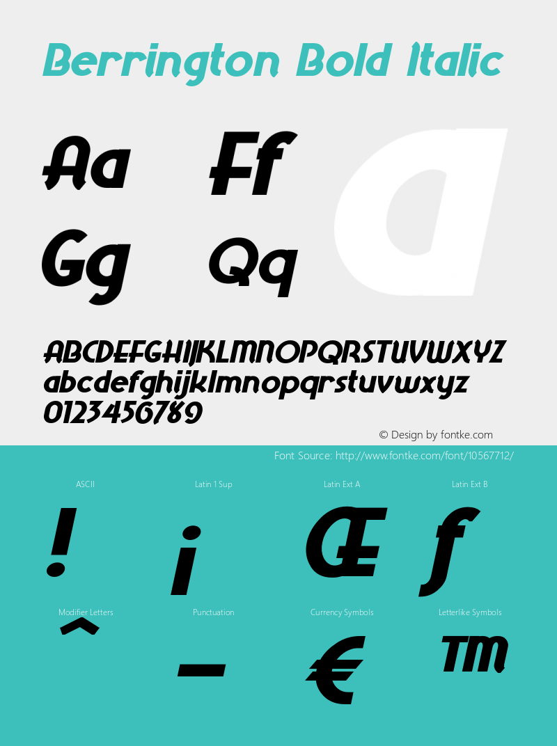 Berrington Bold Italic Version 1.000图片样张