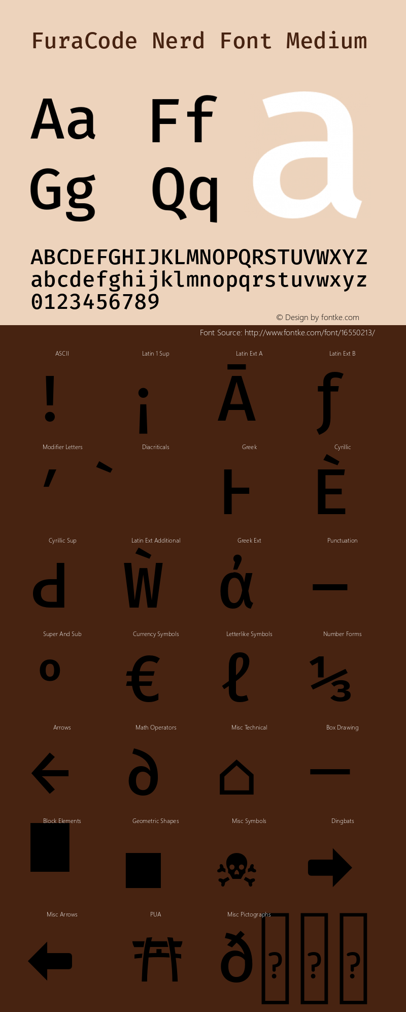 FuraCode Nerd Font Medium Version 1.102;PS 001.102;hotconv 1.0.88;makeotf.lib2.5.64775图片样张