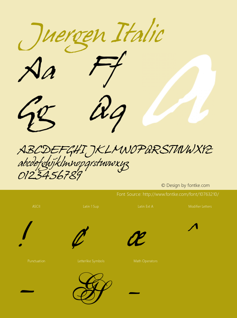 Juergen Italic Version 2.2; 1999图片样张