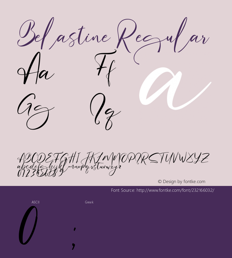 Belastine - Personal Use Version 1.00;July 8, 2021;FontCreator 11.5.0.2430 64-bit图片样张