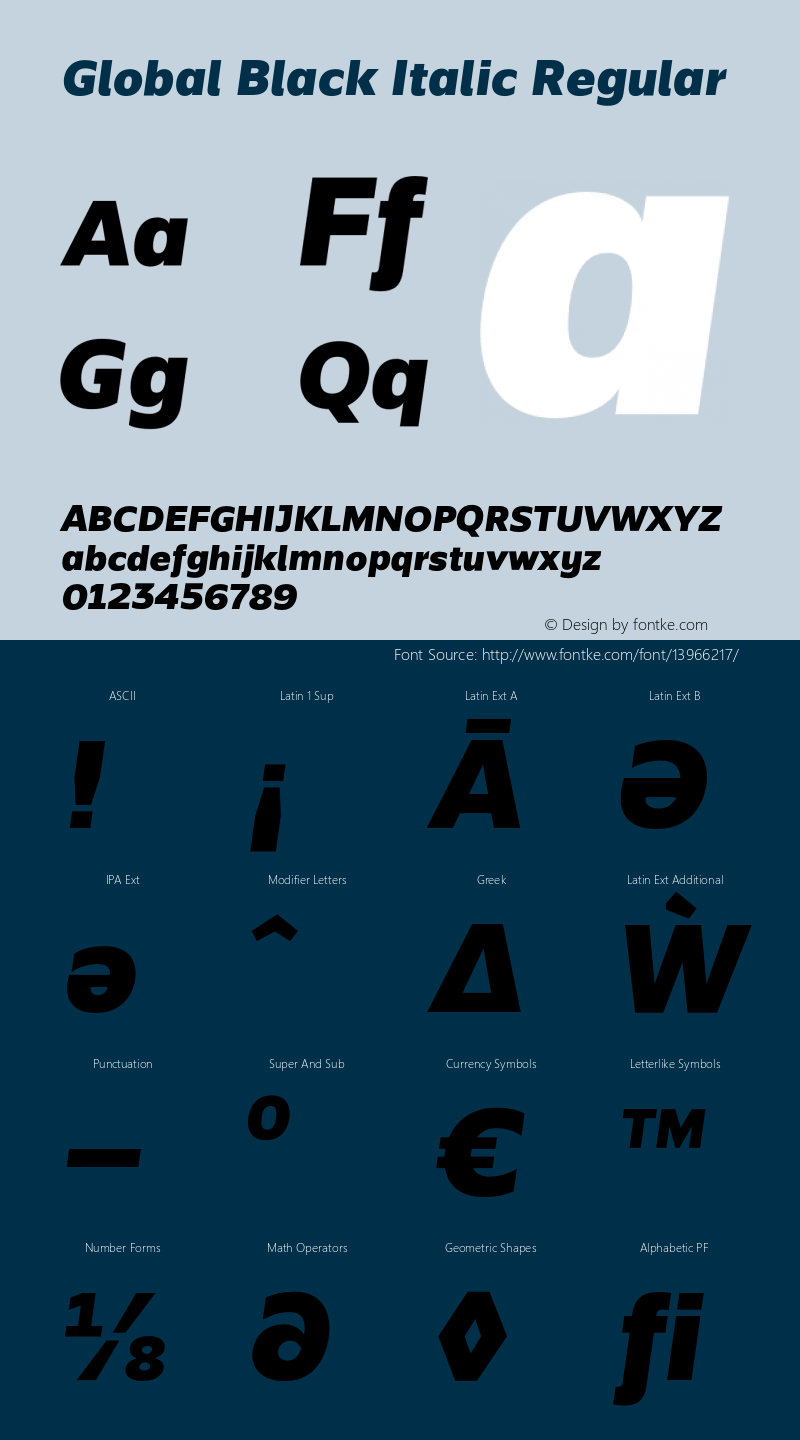 Global Black Italic Regular Version 1.002;PS 001.002;hotconv 1.0.70;makeotf.lib2.5.58329图片样张