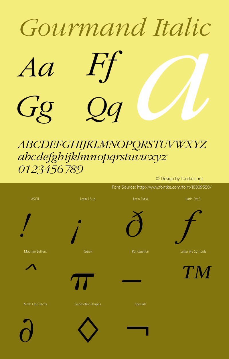 Gourmand Italic Font Version 2.6; Converter Version 1.10图片样张