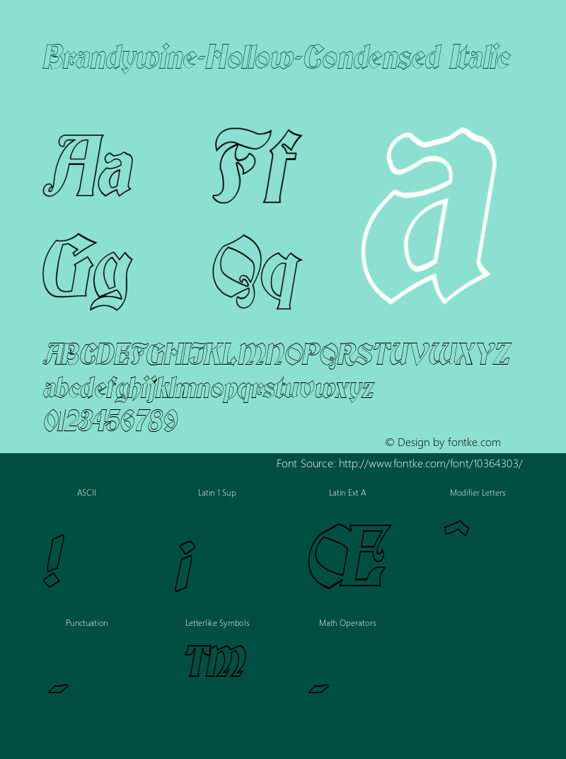 Brandywine-Hollow-Condensed Italic 1.0/1995: 2.0/2001图片样张