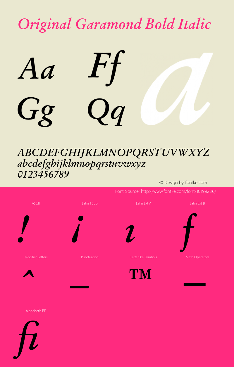 Original Garamond Bold Italic 2.0-1.0图片样张