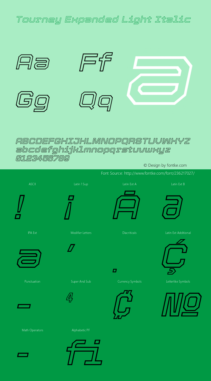 Tourney Expanded Light Italic Version 1.015图片样张