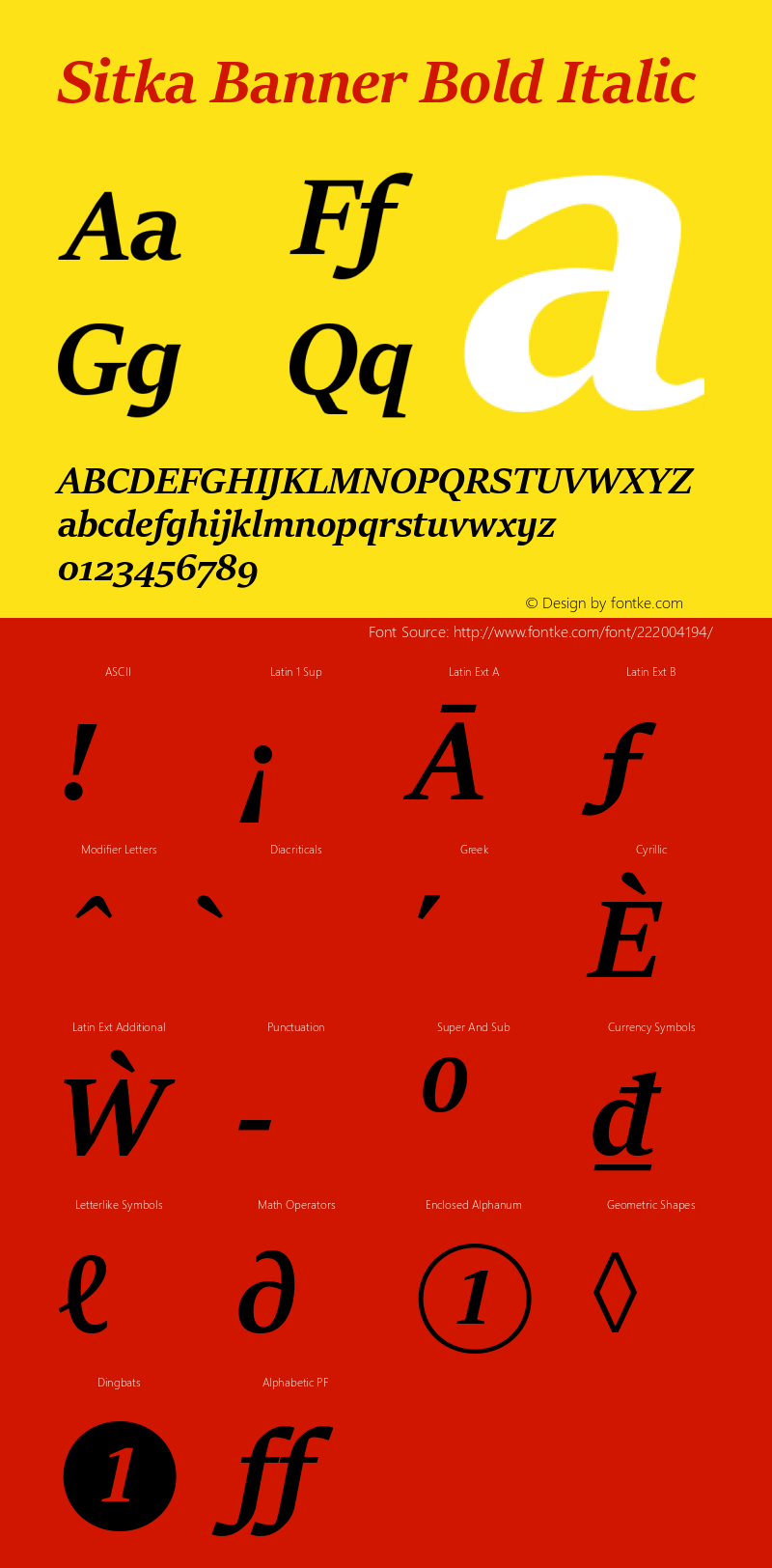 Sitka Banner Bold Italic Version 1.12图片样张