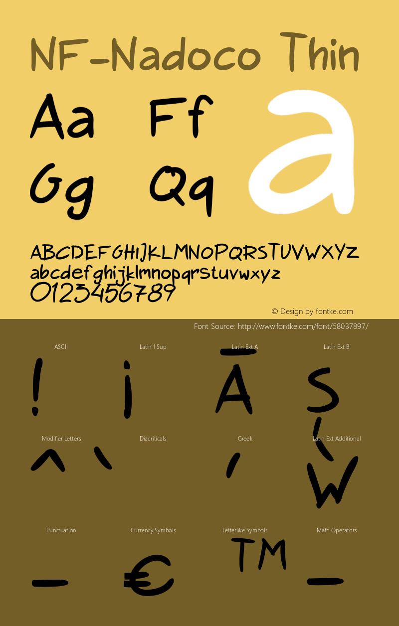 NF-Nadoco Thin Version 1.000;hotconv 1.0.109;makeotfexe 2.5.65596图片样张
