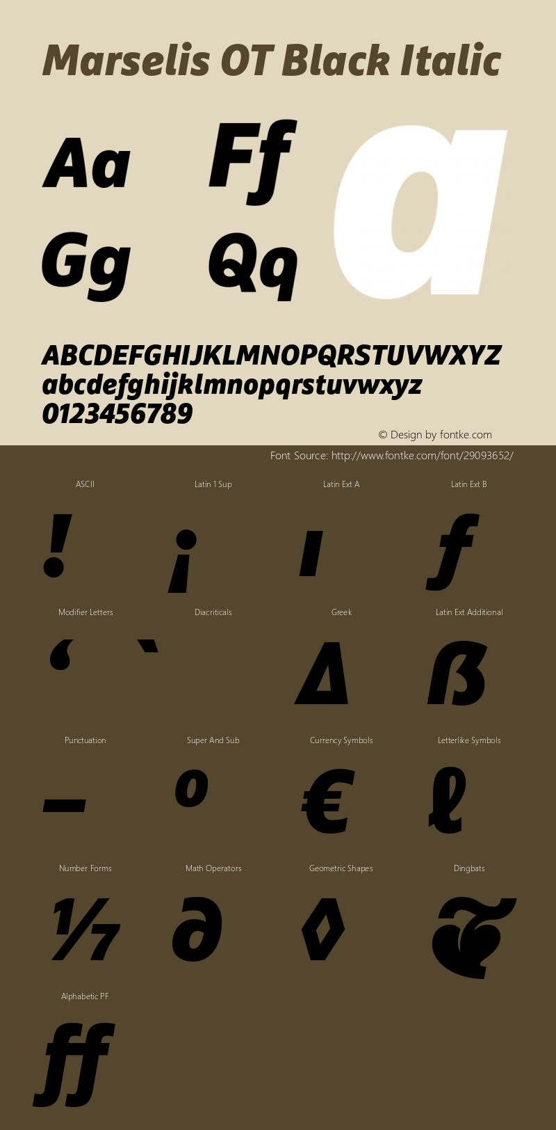 MarselisOT-BlackItalic Version 7.504; 2012; Build 1025图片样张