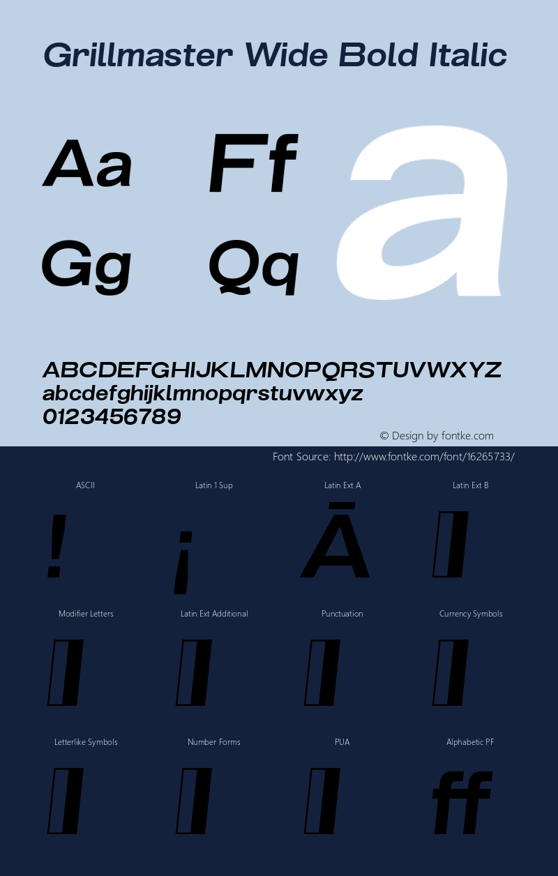 Grillmaster Wide Bold Italic Version 1.000图片样张