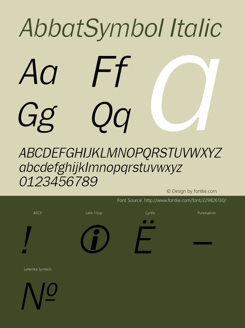 AbbatSymbol-Italic Version 001.000图片样张