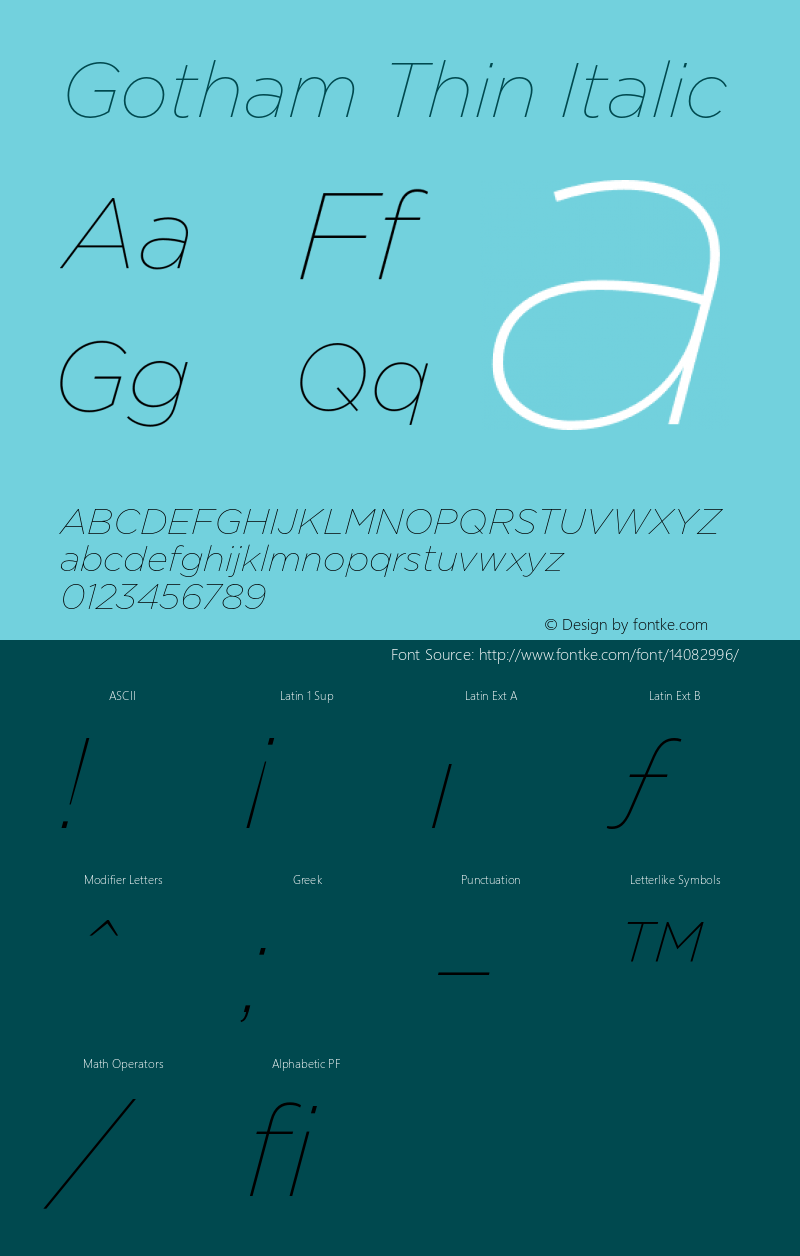 Gotham Thin Italic Version 001.000图片样张