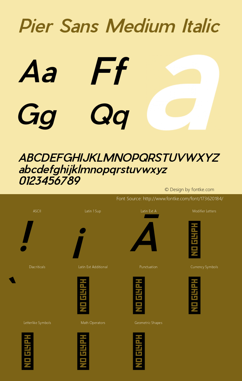 Pier Sans Medium Italic Version 1.000;PS 001.000;hotconv 1.0.88;makeotf.lib2.5.64775图片样张