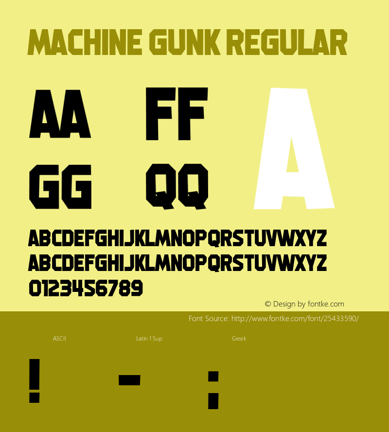 Machine Gunk Version 1.00;March 23, 2018;FontCreator 11.5.0.2421 64-bit图片样张