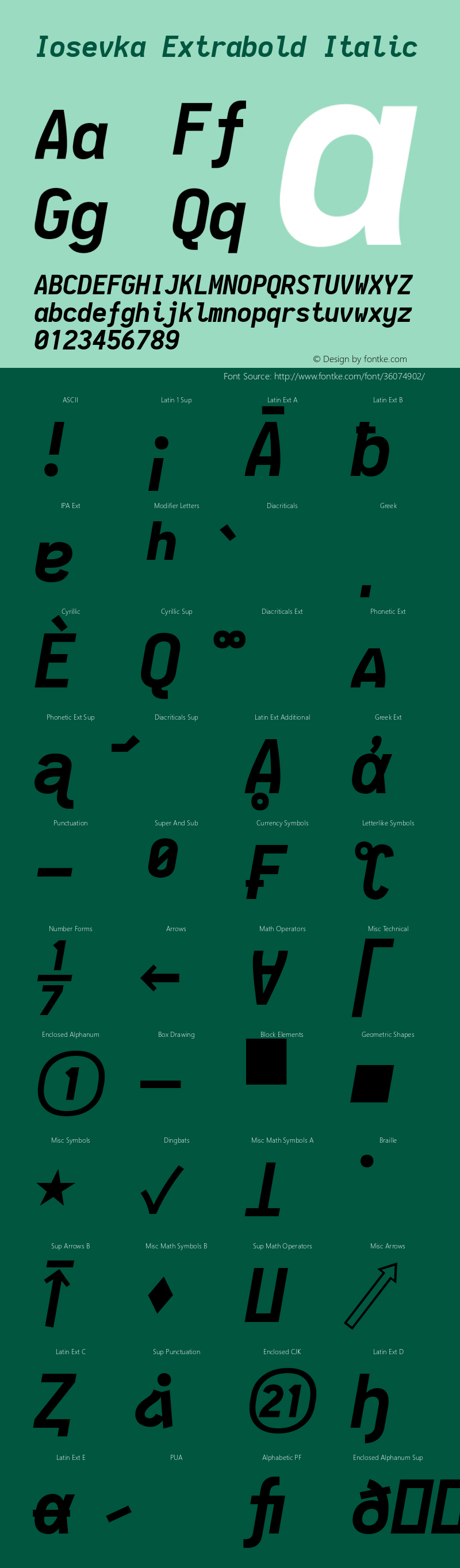 Iosevka Extrabold Italic 2.2.1; ttfautohint (v1.8.3)图片样张