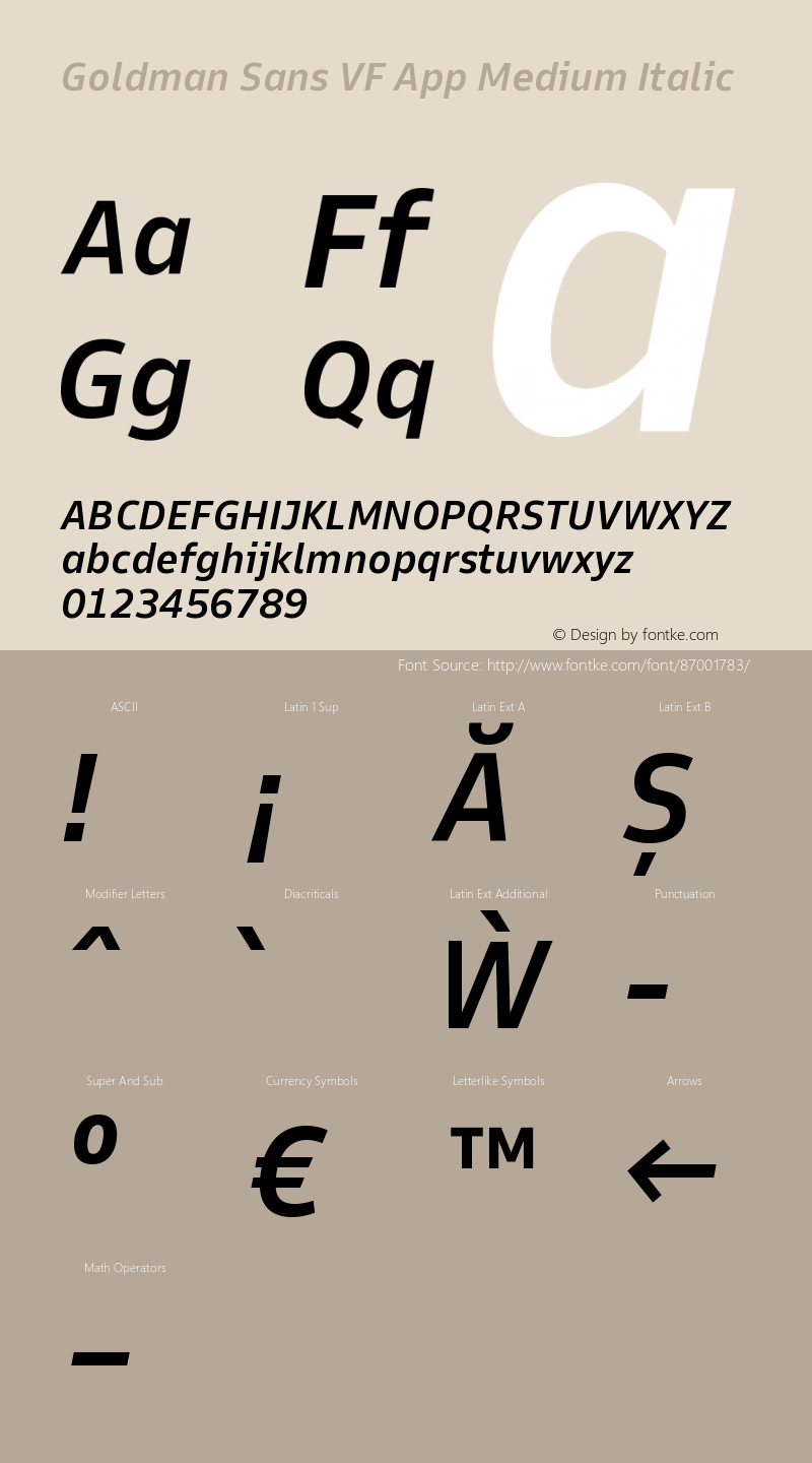 Goldman Sans VF App Medium Italic Version 1.100图片样张