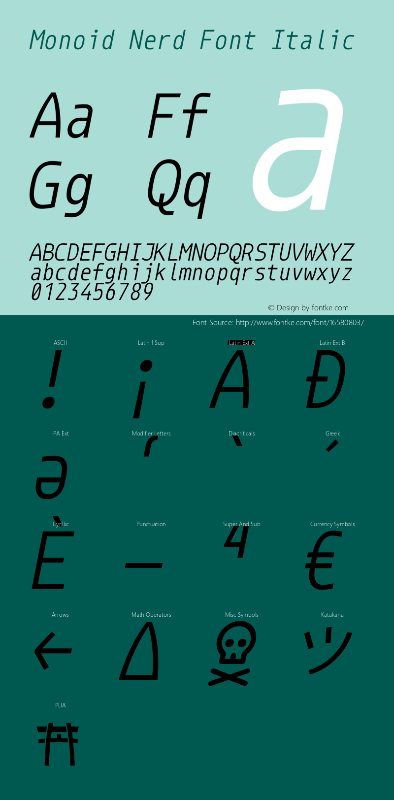 Monoid Nerd Font Italic Version 0.61;Nerd Fonts 0.8.图片样张