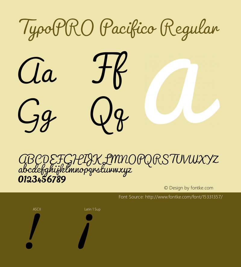 TypoPRO Pacifico Regular Version 1.000;PS 001.000;hotconv 1.0.70;makeotf.lib2.5.58329图片样张